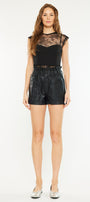 Safiya Paperbag Ultra High Rise Faux Leather Shorts - Official Kancan USA