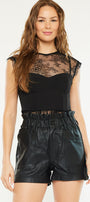Safiya Paperbag Ultra High Rise Faux Leather Shorts - Official Kancan USA