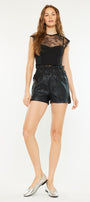 Safiya Paperbag Ultra High Rise Faux Leather Shorts - Official Kancan USA