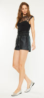 Safiya Paperbag Ultra High Rise Faux Leather Shorts - Official Kancan USA