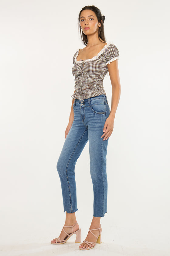 Kathleen Essentials High Rise Slim Straight Jeans - Official Kancan USA