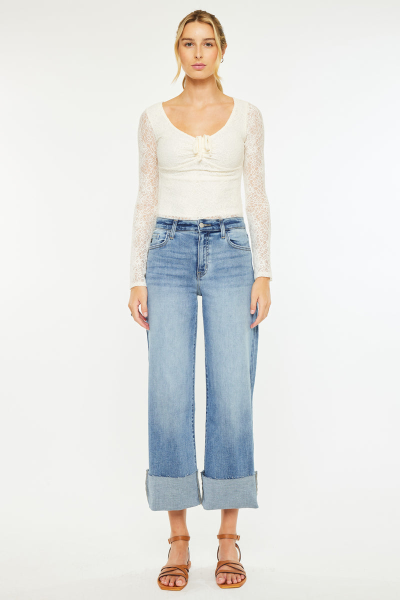 Leslie High Rise Crop Wide Leg Jeans - Official Kancan USA