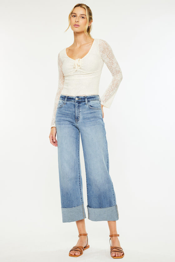 Leslie High Rise Crop Wide Leg Jeans - Official Kancan USA