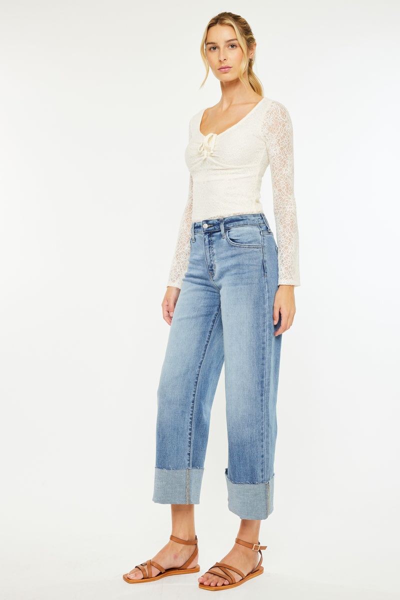 Leslie Essentials High Rise Crop Wide Leg Jeans – Kancan USA