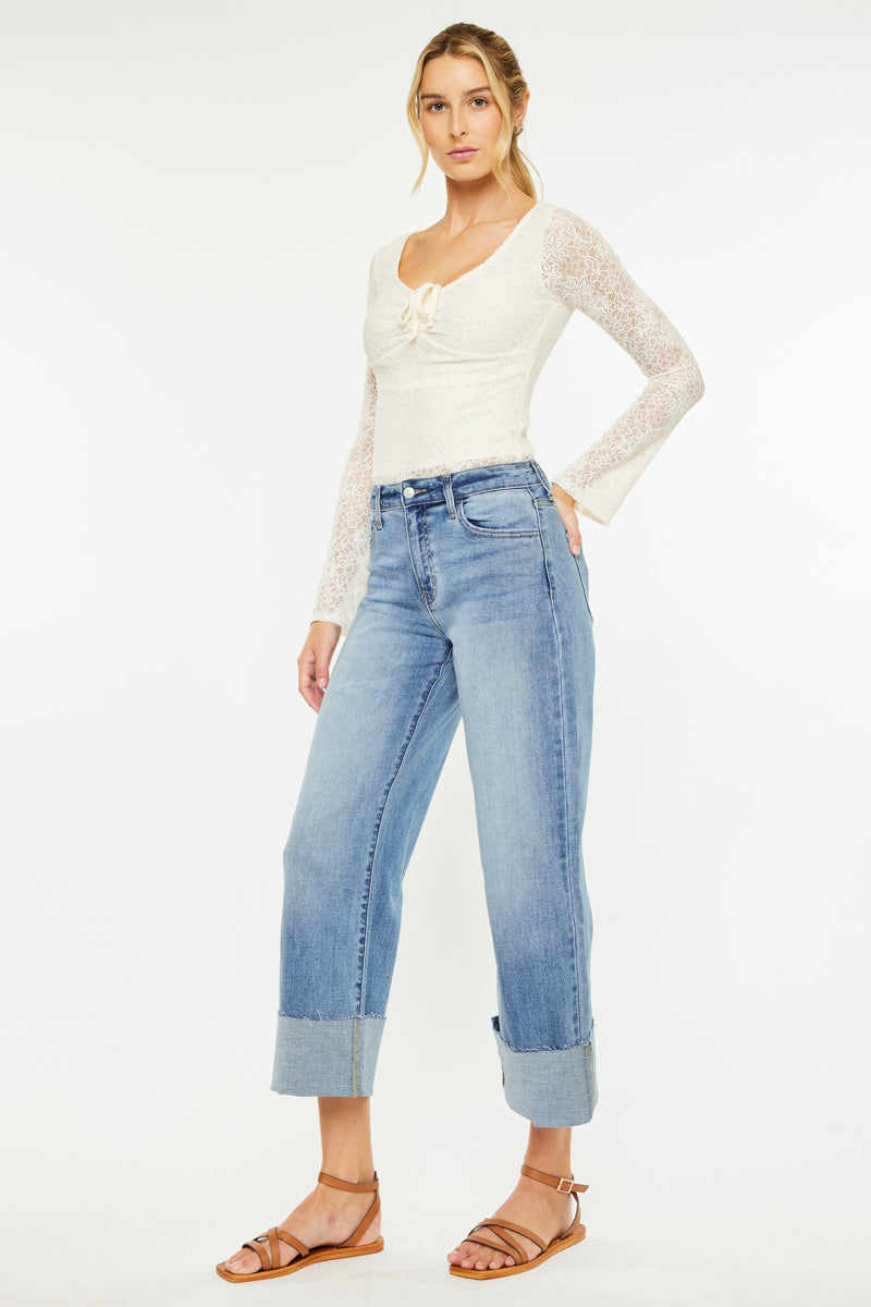 Leslie High Rise Crop Wide Leg Jeans - Official Kancan USA