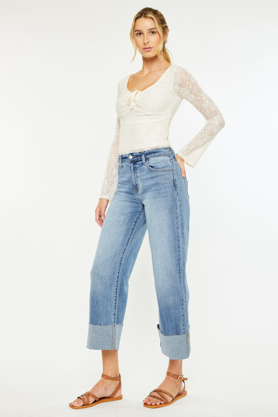 Leslie High Rise Crop Wide Leg Jeans - Official Kancan USA