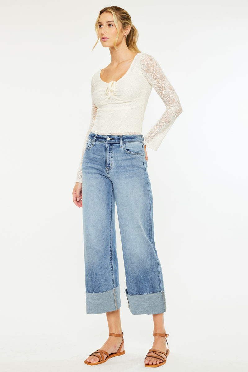 Leslie Essentials High Rise Crop Wide Leg Jeans – Kancan USA
