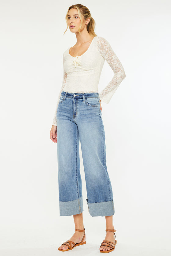 Leslie High Rise Crop Wide Leg Jeans - Official Kancan USA