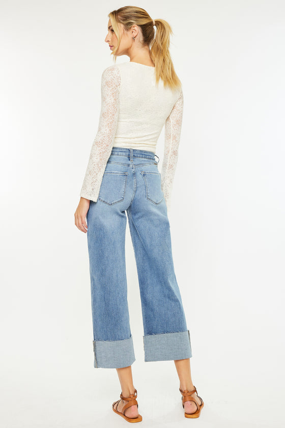 Leslie High Rise Crop Wide Leg Jeans - Official Kancan USA