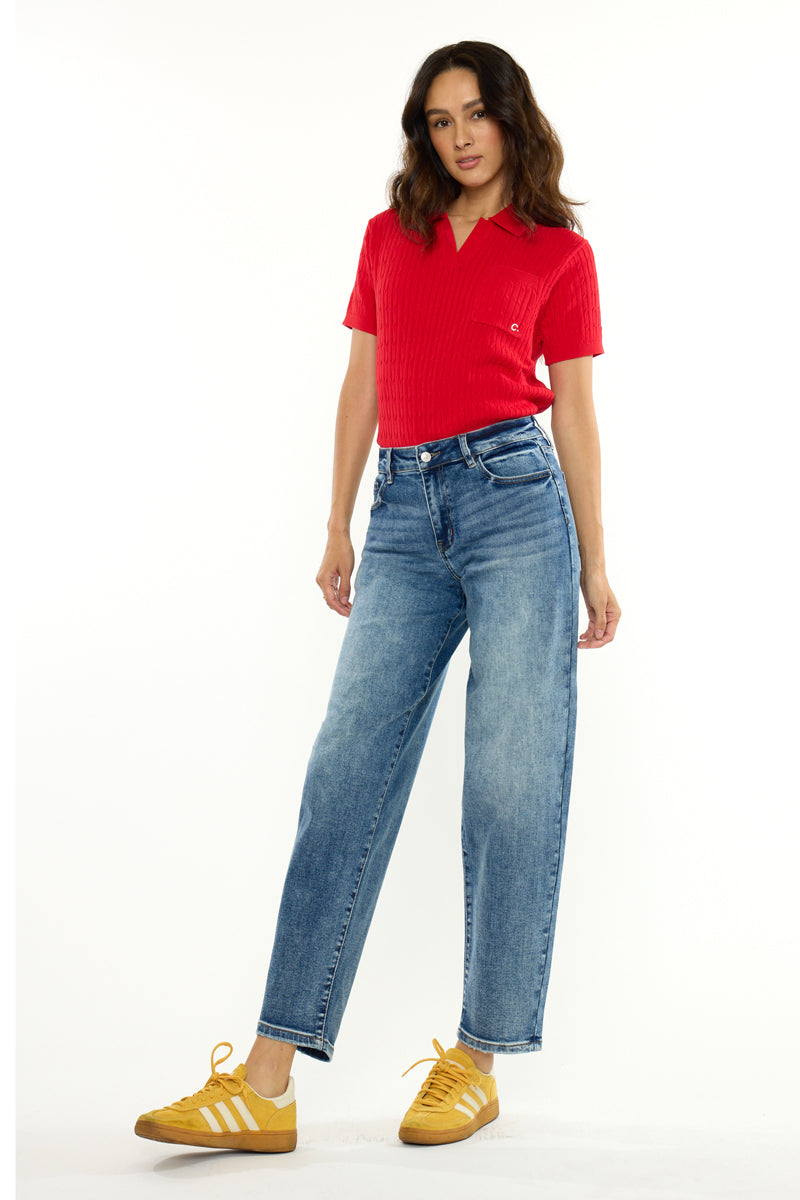 Grace High Rise Slim Barrel Jeans – Stretch Medium Wash