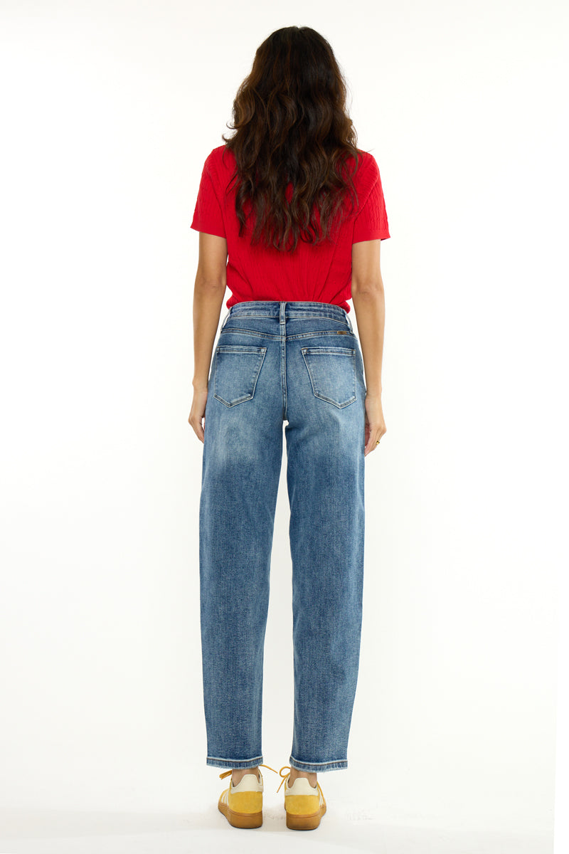 Grace High Rise Slim Barrel Jeans – Stretch Medium Wash
