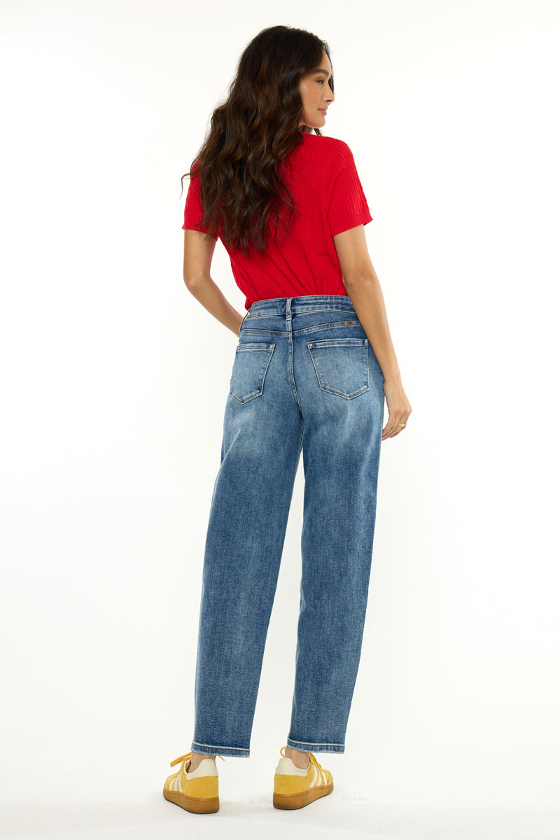 Grace High Rise Slim Barrel Jeans – Stretch Medium Wash