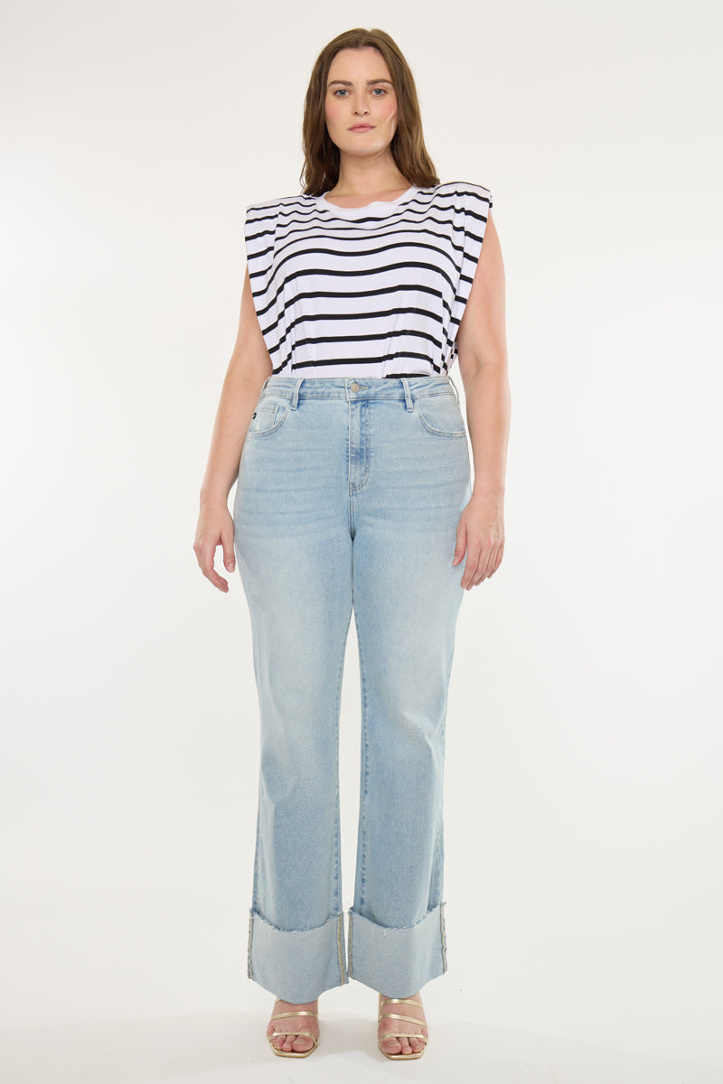 Franny Essentials High Rise Wide Flare Jeans (Plus) - Official Kancan USA