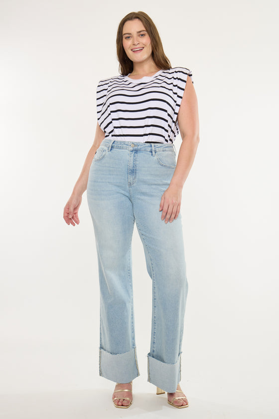 Franny Essentials High Rise Wide Flare Jeans (Plus) - Official Kancan USA
