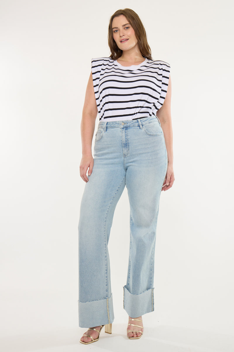 Franny Essentials High Rise Wide Flare Jeans (Plus) - Official Kancan USA