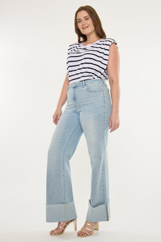 Franny Essentials High Rise Wide Flare Jeans (Plus) - Official Kancan USA