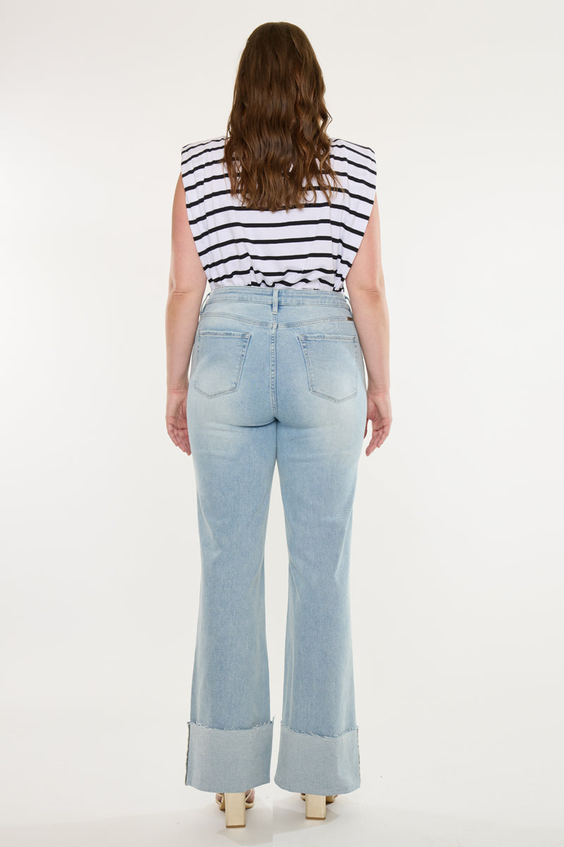 Franny Essentials High Rise Wide Flare Jeans (Plus) - Official Kancan USA