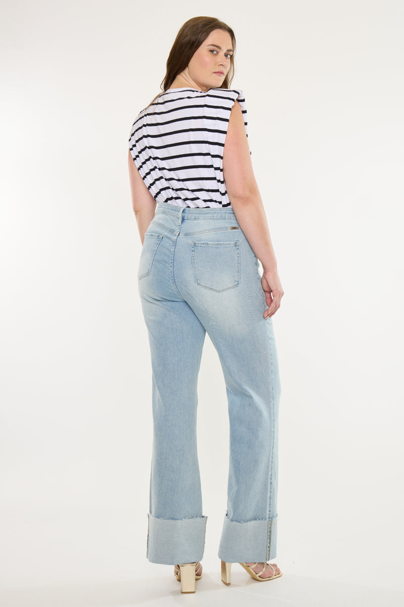 Franny Essentials High Rise Wide Flare Jeans (Plus) - Official Kancan USA