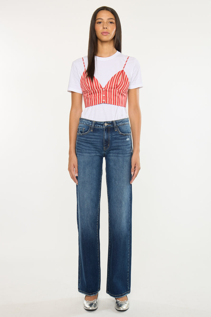 Gemma Mid Rise Wide Jeans | Relaxed Flowy Fit – Kancan USA