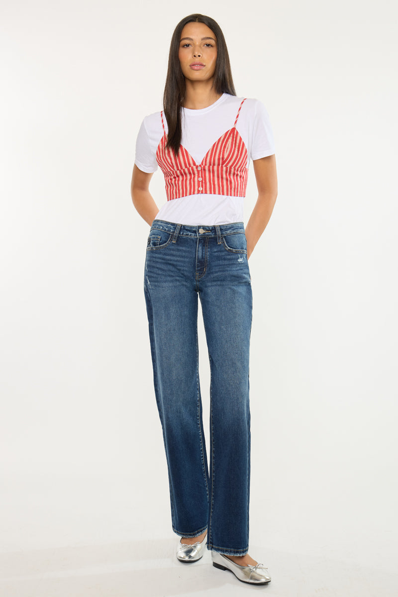 Gemma Essentials Mid Rise Wide Jeans - Official Kancan USA