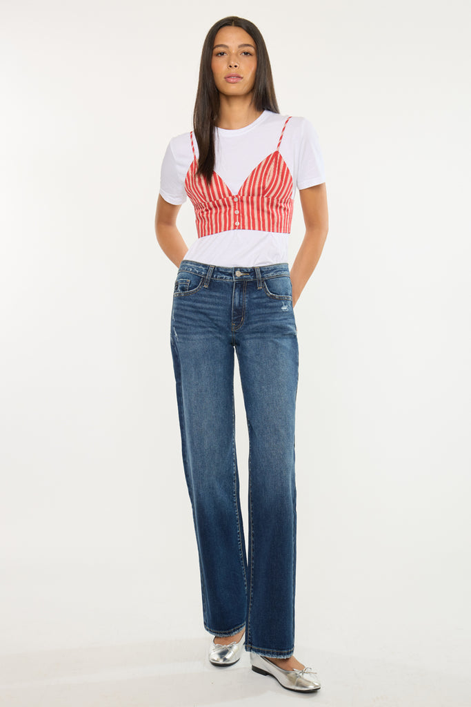 Gemma Mid Rise Wide Jeans | Relaxed Flowy Fit | Kancan USA