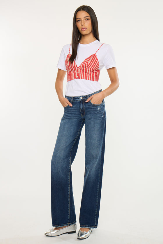 Gemma Essentials Mid Rise Wide Jeans - Official Kancan USA
