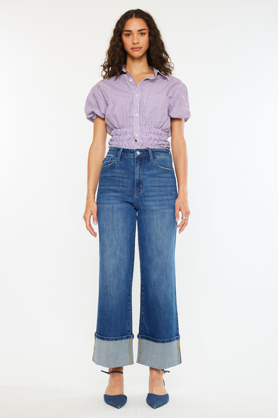 Delia Essentials High Rise Crop Wide Leg Jeans