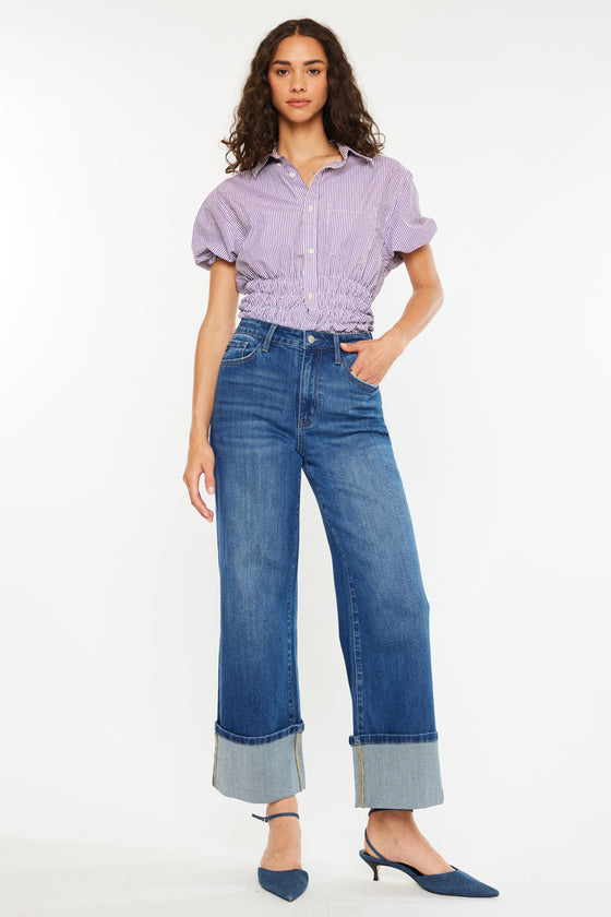 Delia Essentials High Rise Crop Wide Leg Jeans