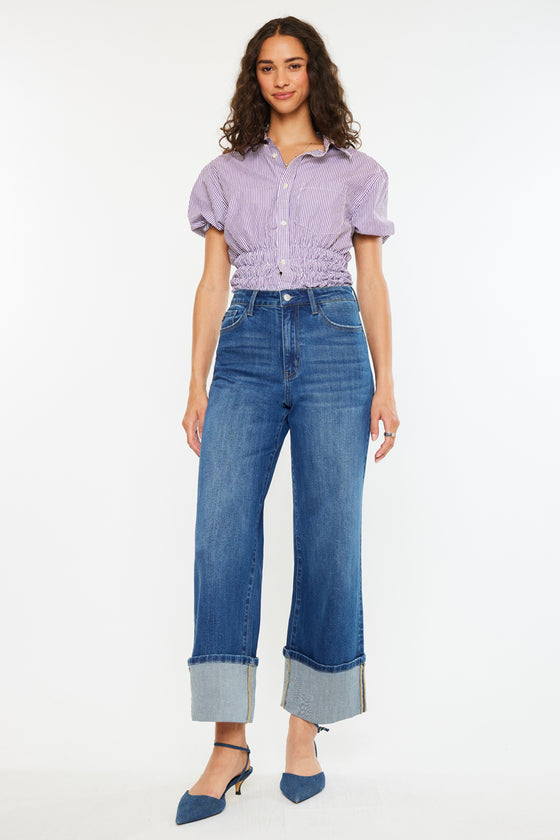 Delia Essentials High Rise Crop Wide Leg Jeans