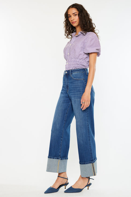 Delia Essentials High Rise Crop Wide Leg Jeans