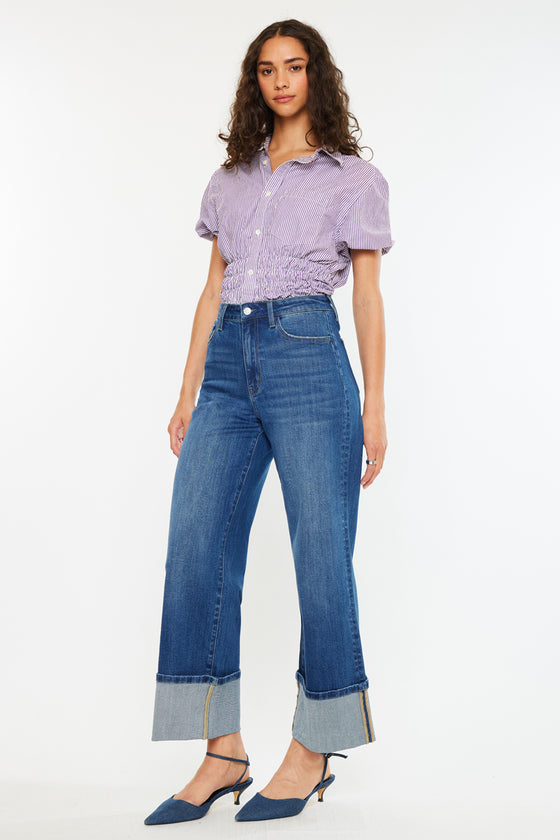 Delia Essentials High Rise Crop Wide Leg Jeans
