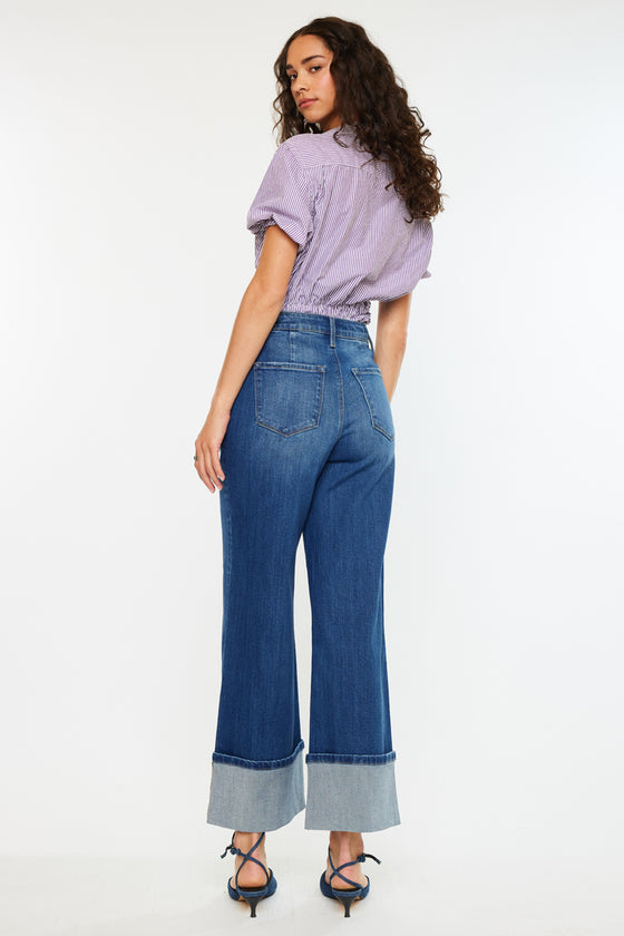 Delia Essentials High Rise Crop Wide Leg Jeans