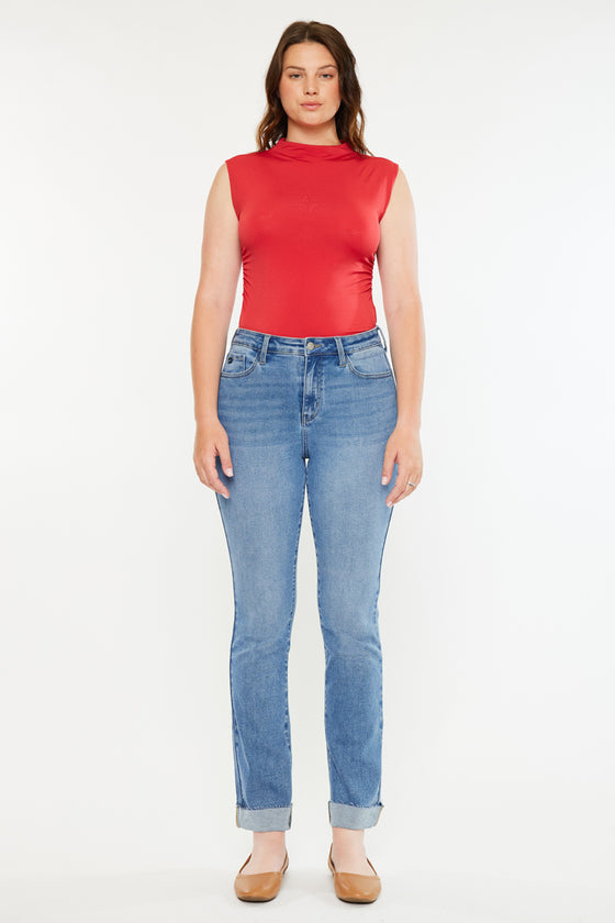 Cristina High Rise Slim Straight Jeans - Curvy