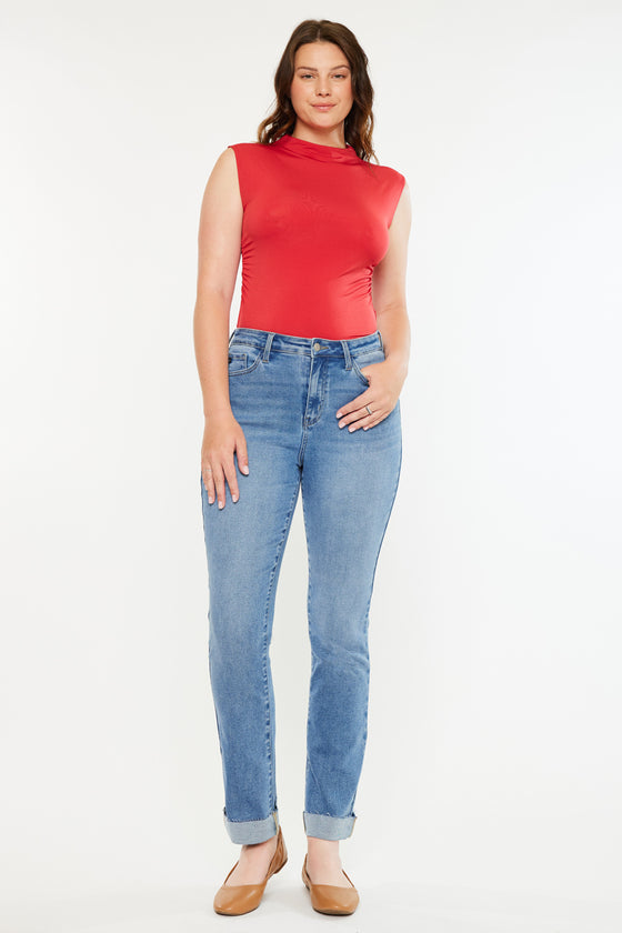 Cristina High Rise Slim Straight Jeans - Curvy