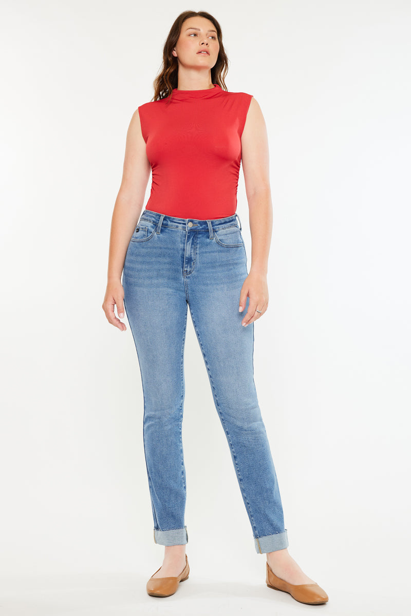 Cristina High Rise Slim Straight - Curvy – Kancan USA
