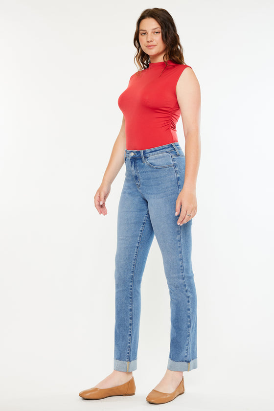 Cristina High Rise Slim Straight Jeans - Curvy