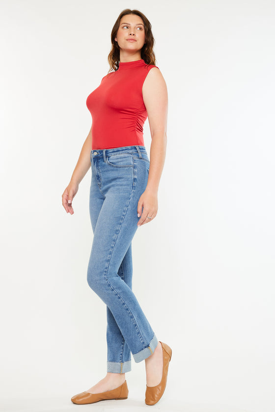Cristina High Rise Slim Straight Jeans - Curvy