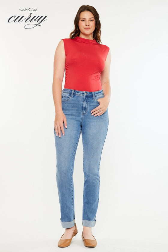 Cristina High Rise Slim Straight Jeans - Curvy