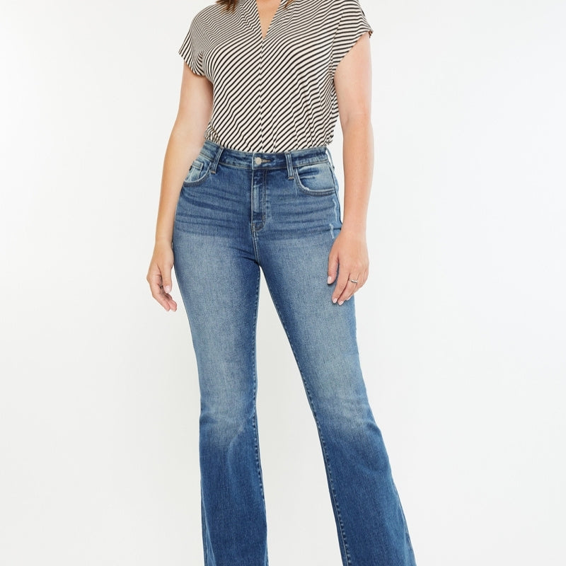 Tana Essentials High Rise Wide Flare Jeans (Curvy) - Official Kancan USA