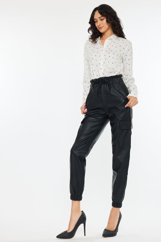 Rona Ultra High Rise Faux Leather Joggers - Official Kancan USA