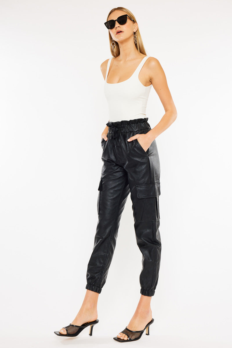 Renee C Faux Leather Joggers  Fabulous Fashions - Women's