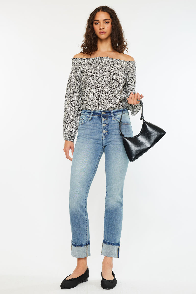 Noelle Essentials High Rise Skinny Straight Jeans - Official Kancan USA