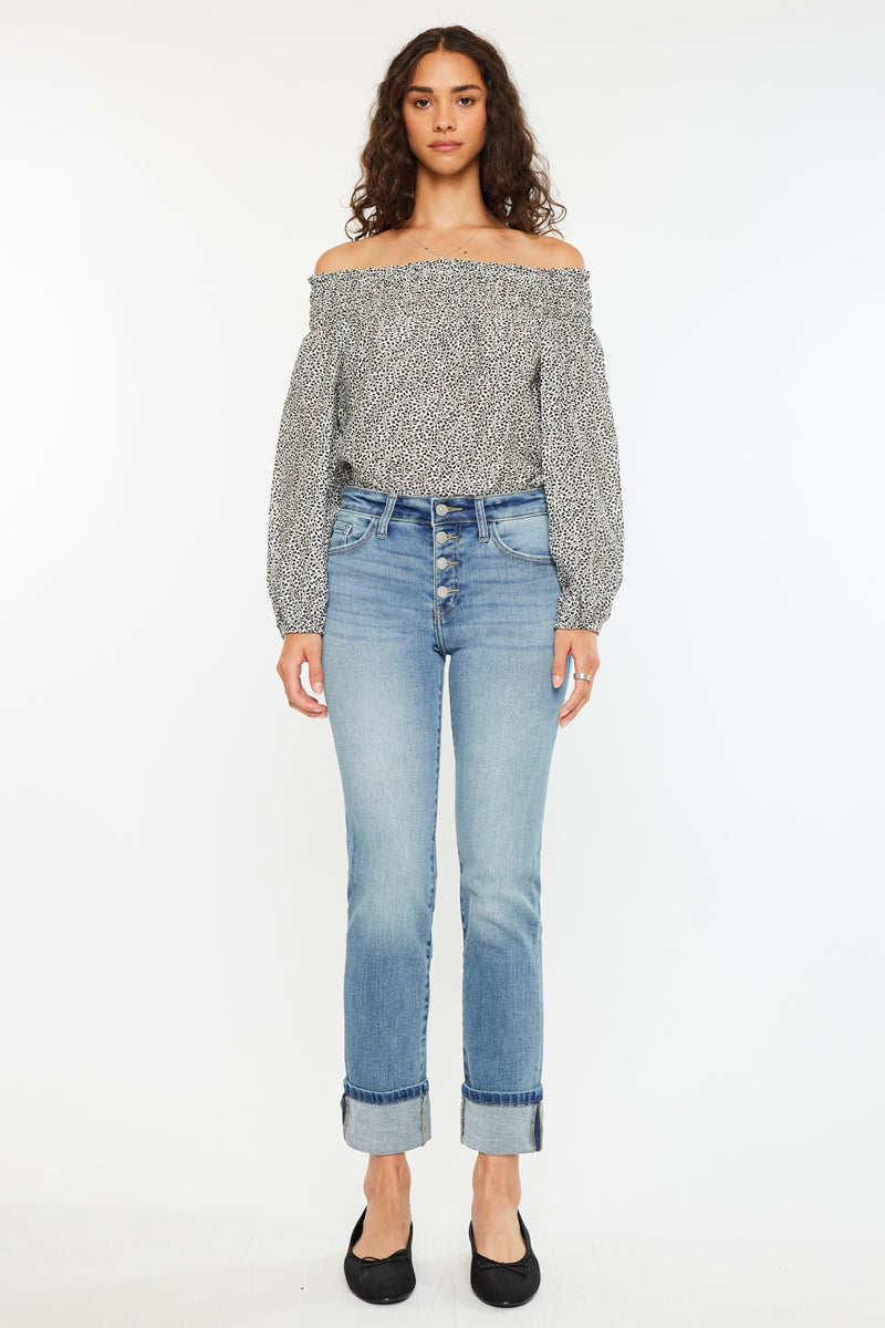 Noelle Essentials High Rise Skinny Straight Jeans - Official Kancan USA