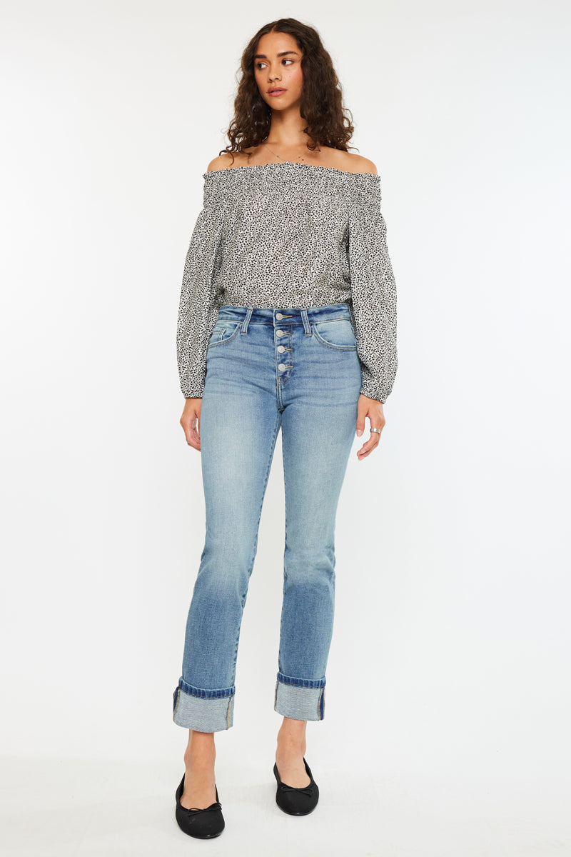 Noelle Essentials High Rise Skinny Straight Jeans - Official Kancan USA