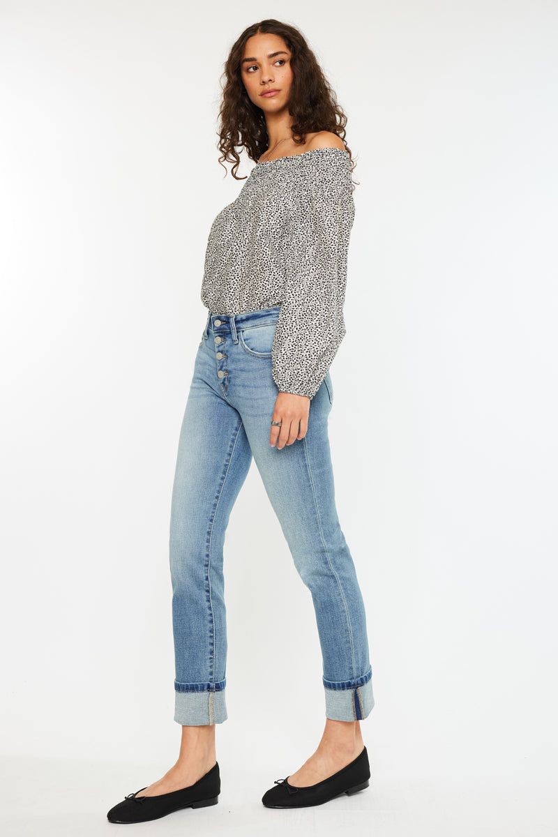 Noelle Essentials High Rise Skinny Straight Jeans - Official Kancan USA