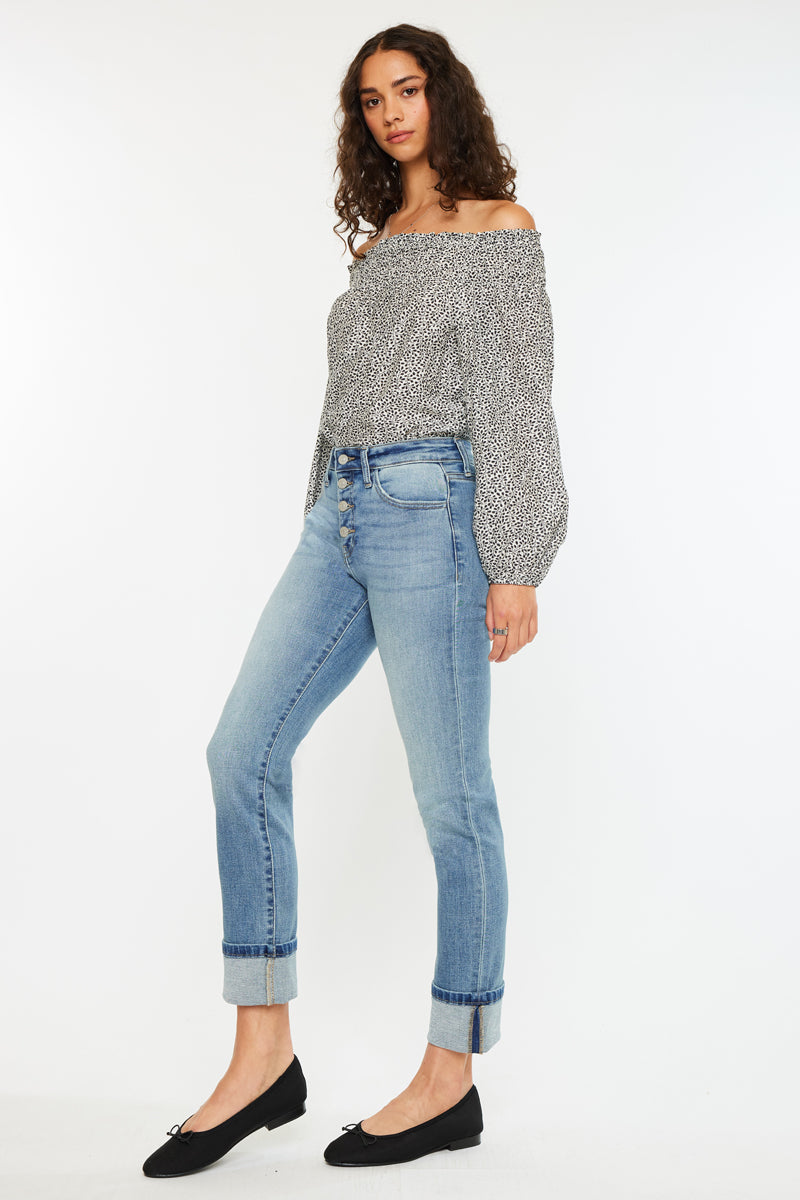 Noelle Essentials High Rise Skinny Straight Jeans - Official Kancan USA