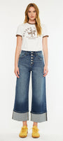 Collie Essentials Ultra High Rise Cropped Wide Leg Jeans - Official Kancan USA