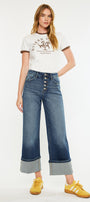Collie Essentials Ultra High Rise Cropped Wide Leg Jeans - Official Kancan USA
