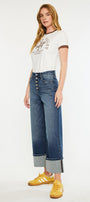 Collie Essentials Ultra High Rise Cropped Wide Leg Jeans - Official Kancan USA