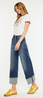 Collie Essentials Ultra High Rise Cropped Wide Leg Jeans - Official Kancan USA